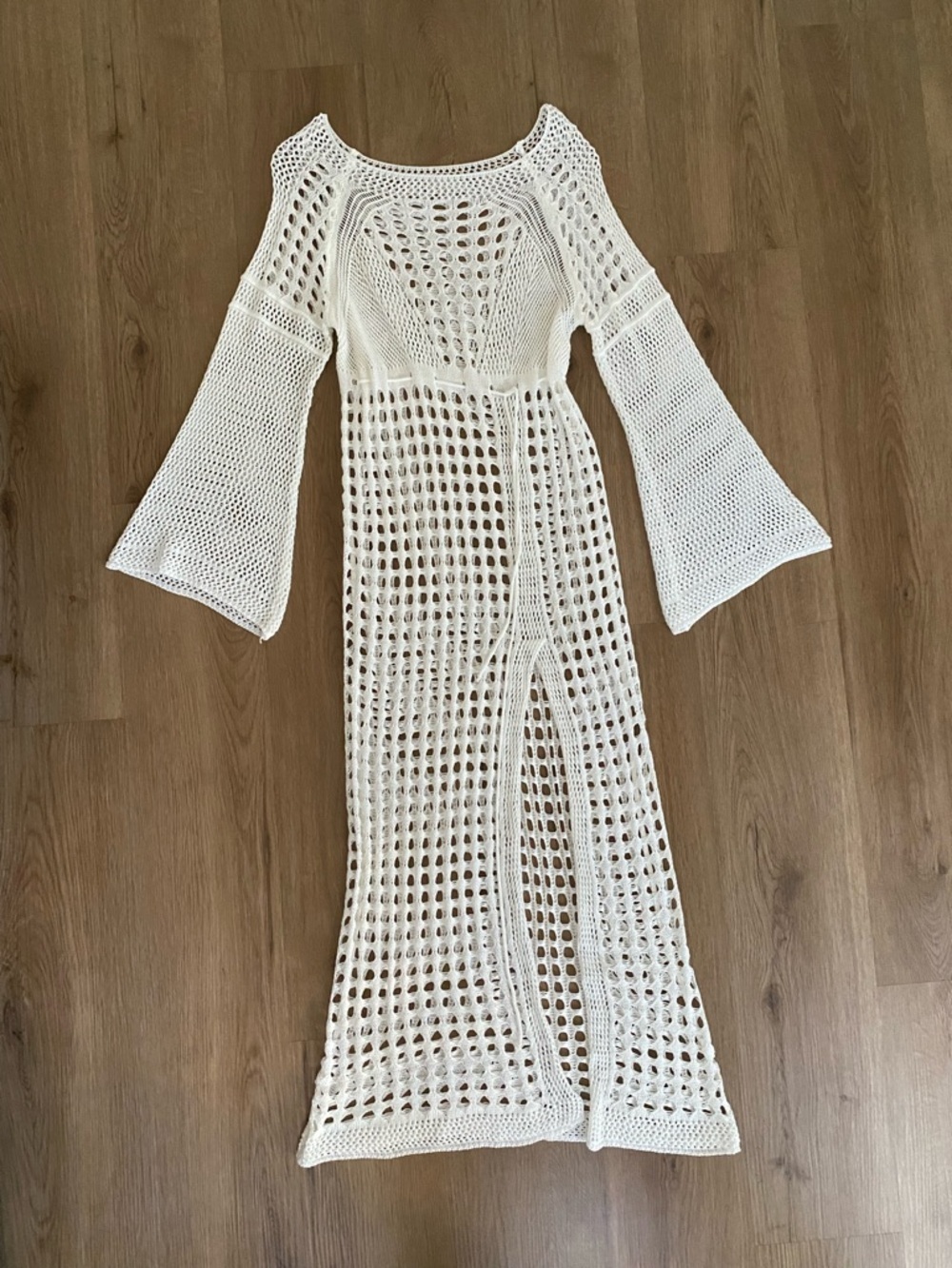 White Crochet Maxi Cover-Up Dress Swim Resort Vacation